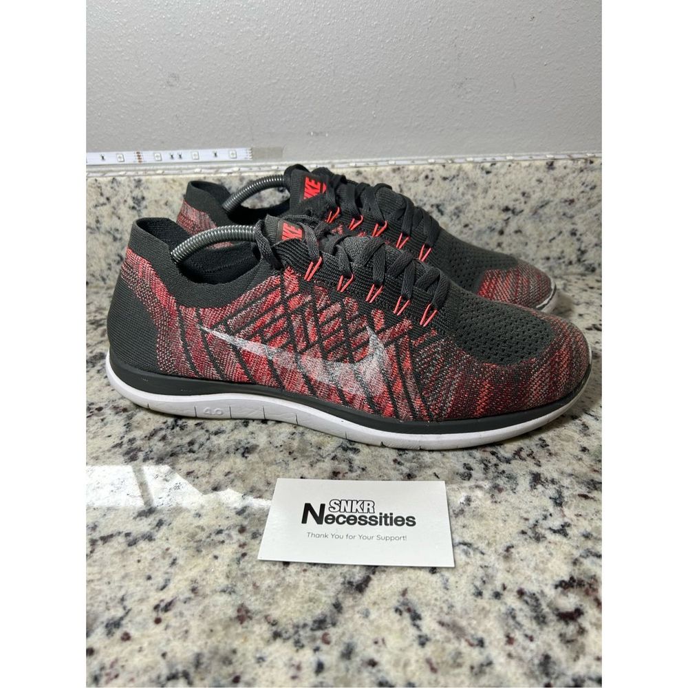 Nike Free 4.0 Flyknit Black Red Multicolor Men Sneaker Shoes 717075-008 Size 12
